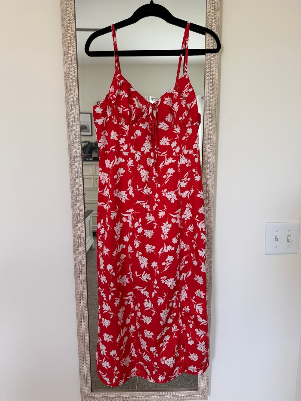SHEIN Red Floral Spaghetti-Strap Maxi Dress